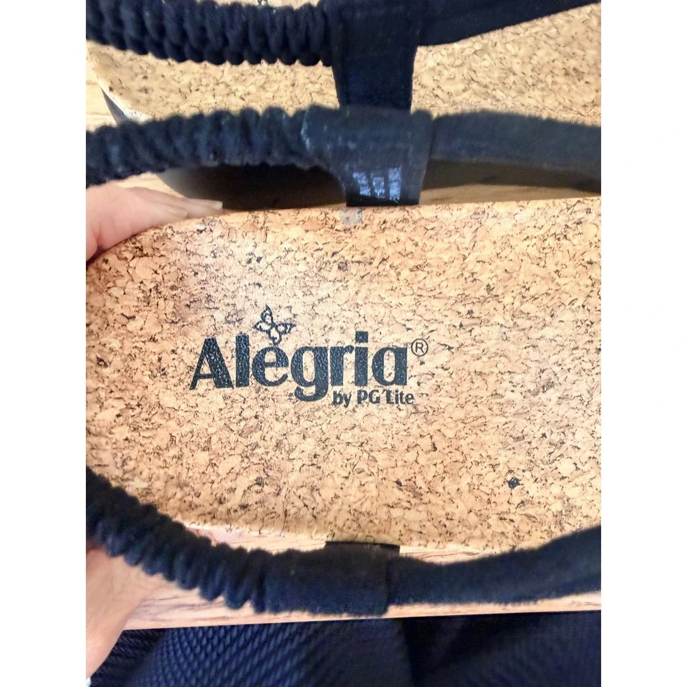 Alegria by PG Lite ROZ Black Slingback Sandals 39 Cork Filigree Comfort